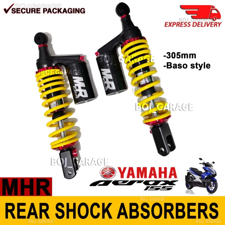 AEROX NMAX V1 V2 REAR SHOCK ABSORBER 305mm WITH BASO MHR BRAND YELLOW ...