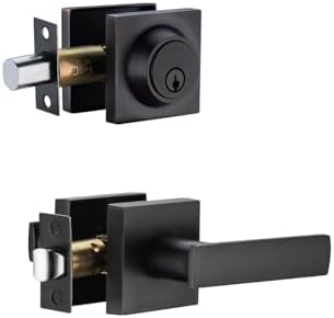 NCSEN Front Door Locksets with Single Cylinder Deadbolt,Heavy Duty Door Handles,Square Exterior Door Lever Combination Set(Oil Rubbed Bronze)