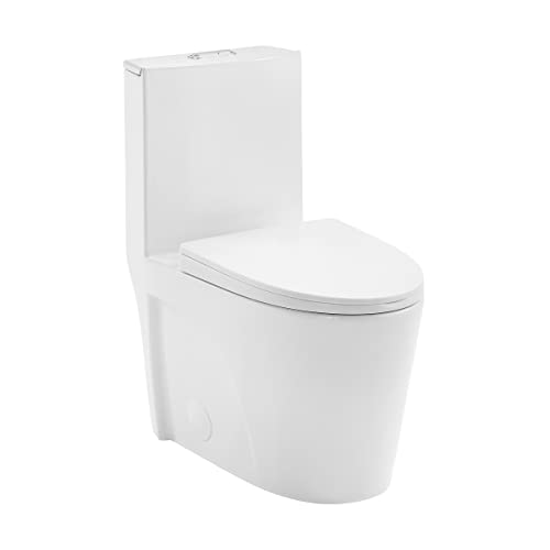 Swiss Madison SM-1T254 St. Tropez One Piece Toilet Dual Tornado Flush 0.8/1.28 GPF with Soft Closing Seat, Comfort Height