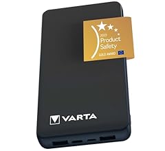 VARTA Power Bank 20000mAh, Powerbank Power on Demand mit 4 Anschlüssen (1x Micro USB, 2x USB A, 1x USB C), kompatibel mit T…