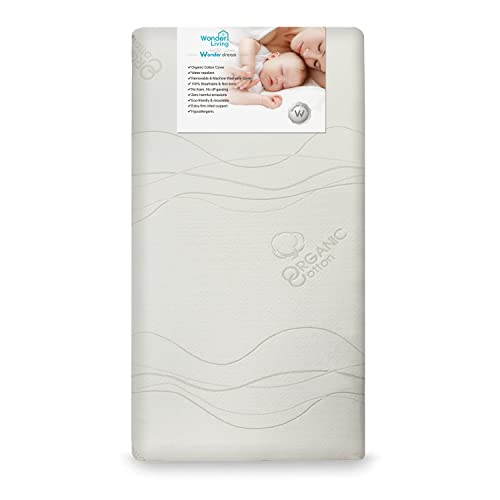 Wonder Dream Baby Crib Mattress and Toddler Mattress, Organic Cotton, 100% Breathable, Non Toxic, No VOC's, Hypoallergenic