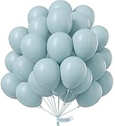 PartyWoo Retro Aqua Balloons, 55 pcs 12 Inch Pale Aqua Balloons, Latex Balloons for Balloon Garla...