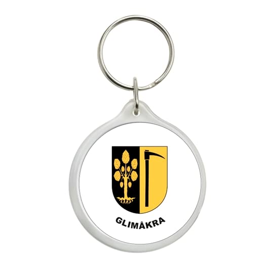 ROUND KEYCHAIN. - GLIMÅKRA HARMONIAL SHIELD - SVERIGE-CURRENT MUNICIPAL ARMS - SWEDEN