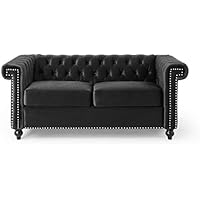 Christopher Knight Home Brinkhaven Tufted Loveseat with Nailhead Trim (Black/Dark Brown)