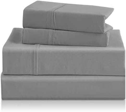 CozySmile Twin XL Sheet Set - 3 Piece Silky Soft Breathable Bed Sheet & Pillowcase Set, 16" Deep Pocket Hotel Luxury Wrinkle Free Easy Care Bedding Sheets, Light Grey