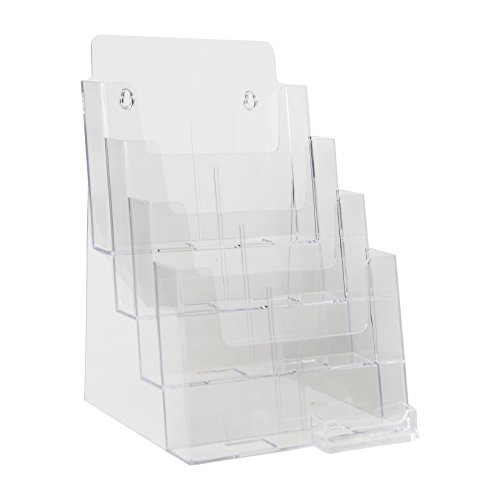 Clear-Ad - Acrylic Brochure Holder with Business Card Pocket - 4 Tier ...