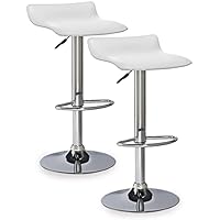  Set of 2 Leick Home 10042WH Adjustable Height Swivel Stool (White/Chrome)