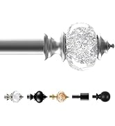 Deconovo Silver Grey Curtain Rods for Windows 48 to 84 Inches, Classic Adjustable 3/4 Inch Diamet...