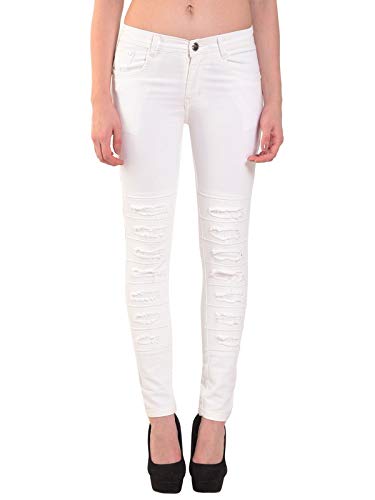 Resbo Women's Denim Jeans (1246, White, 34)