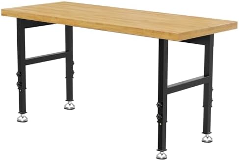 60” Adjustable Work Bench, Heavy Duty Work Table for Workshop, Garage, 3000 Lbs Capacity