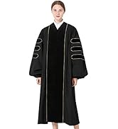 GraduationMall - Vestido de graduación de doctorado de lujo para profesores y profesores, terciopelo con ribete dorado