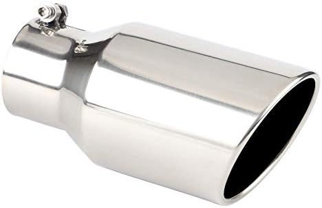 3 Inch Inlet Exhaust Tip, Richeer 3"x4.5"x9" Chrome Polished Stainless Steel Exhaust Tip with Ball End L Wrench