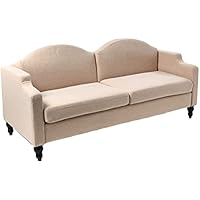  Creative Co-Op Washington Upholstered Camel Back Slope Arm Sofa with Customizable Trim (Beige Wheat)