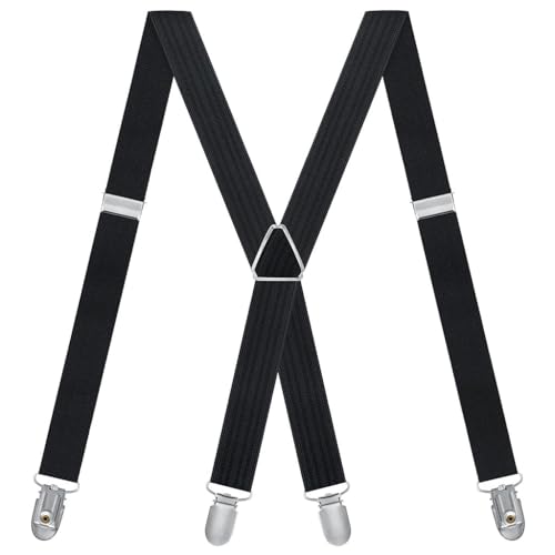 SWKJ Mens Braces, X Shape Trousers Braces with Strong Metal Clips, Heavy Duty Suspenders, One Size for Men and Women