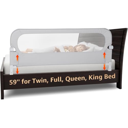 Bed Rail for Toddlers King Size Bed - 59 In Toddler Guard Rails for Queen, Full, Twin, Bunk, King Size Bed Adjustable Heights & Swing Down Bedrail Extral Tall Child Safety Side Railing Guards for Kids