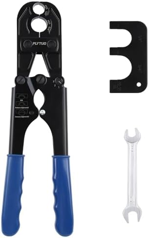 Flytuo 1/2" & 3/4" Combo PEX Crimping Tool for Copper Crimp Rings with Go/No-Go Gauge, ASTM F1807 Standard Compliant