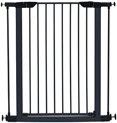 MidWest Homes for Pets 39 Inches Tall Walk-Through Steel Pet Gate, Pressure Mounted Dog Gate Measures 29 - 38 Inches Wide & Includes two 3-Inch-Wide Extensions, Graphite