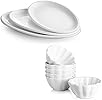 DOWAN Bundle - Flower-Shaped Porcelain 4 Oz Ramekins + 16"/14"/12" Oval Serving Dishes