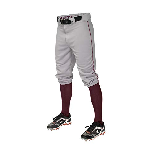 EASTON PRO+ KNICKER Baseball Pant | 2020 | Youth | Large | Grey Maroon | Scotchgard Stain Release + Moisture Wicking