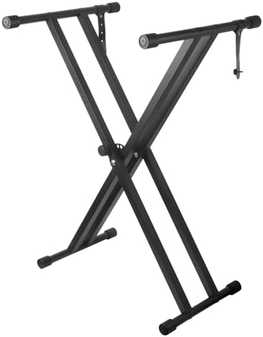 Bazayona Piano Keyboard Stand Double X Heavy Duty Keyboard Stand with Locking Straps, 7 Adjustable Heights