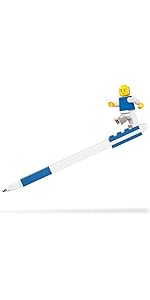 IQ LEGO Stationery Pen Pal - LEGO Blue Gel Pen and Classic Minifgure (Minifigure Colors May Vary)