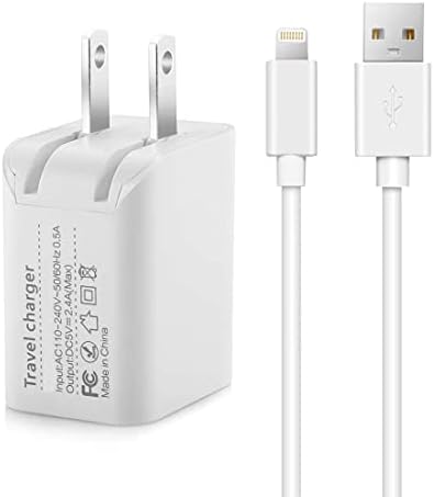 MFi Certified 2-in-1 10ft Lightning Cable and Dual Port USB Wall Charger - Compatible with iPhone 14 13 XS Max XR X 8 Plus 7 6s 6 5s 5 iPad 4 Air Pro Mini - Fast Charging Cube with Power Adapter