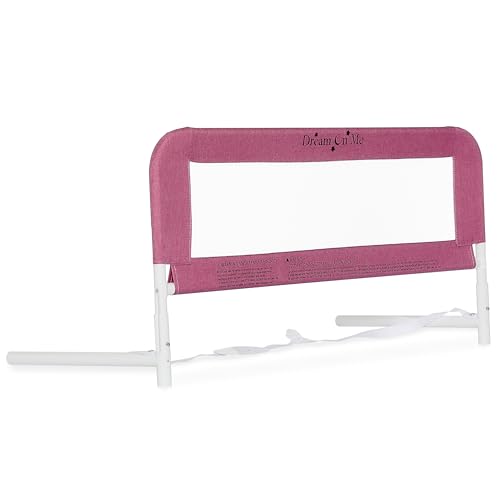 Dream On Me Lightweight Mesh Security Adjustable Bed Rail for Toddler, Breathable Mesh Fabric, Suitable for All Types of Beds, Reinforced Anchor System Bed Guard Rail, Pink