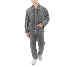 Yoimira Men's Winter Pajamas, Loungewear Set, Fluffy, Warm Pajamas, Top and Bottom Set, Brushed Lined, Fluffy, Loungewear, …