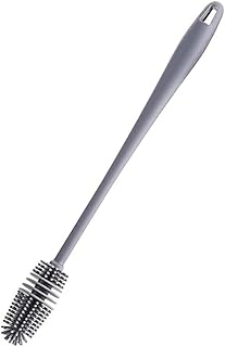 KBS Bottle Cleaning Brush Silicone Long Handle for Water Bottle Narrow Neck Containers Vase and Glass Sports Bottle Cleaner for Home and Kitchen Accessories Item Products (31-CM-Grey-Brush-Silicone)