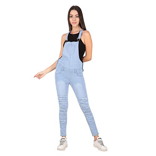 Resbo Women's Slim Fit Dungarees (1299, Ice Blue, 30)