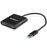 StarTech.com USB 3.0 to Dual HDMI Adapter - 1x 4K 30Hz & 1x 1080p - External Video & Graphics Car...