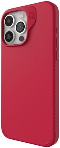 ZAGG Manhattan Snap iPhone 15 Pro Max Case - Premium Silicone iPhone Case, Durable Graphene Material, Smooth Surface with a Comfortable Ripple Grip, MagSafe Phone Case, Red