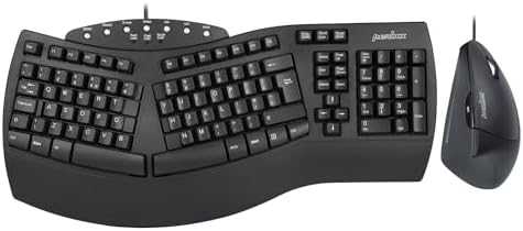 Perixx PERIDUO-512B US, Wired Ergonomic Keyboard and Vertical Mouse Combo - USB - Black - US English