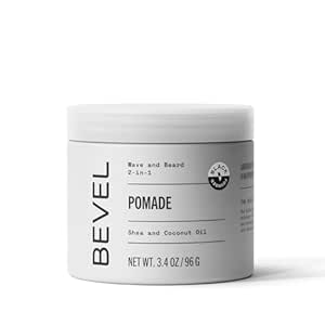 Bevel Beard Balm &amp; Hair Pomade for Waves with Coconut Oil and Shea Butter, Locks in Moisture to Help Reduce Frizz and Breakage, Beard Care for Men, 3.4 Oz