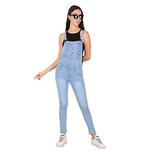 Resbo Women's Slim Fit Dungarees (1349, Ice Blue, 32)