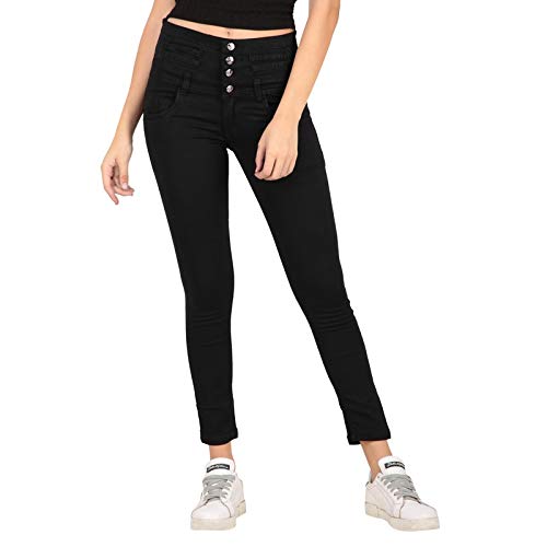 Resbo Women's Denim Slim Fit Jeans (1378, Black, 30)