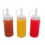 Handy Housewares 3 pc Squeezable Picnic Condiment Mini 4 oz. Squeeze Dispenser Storage Bottles - Great for Ketchup Mustard and BBQ Sauce! (1 Set)