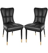 Bekrvio High-Back Faux Leather Dining Chairs Set of 2, Modern Sturdy Upholstered Accent Side Chai...