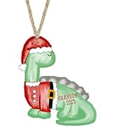 2023 Christmas Red Santa Dino Personalized Child Name Ornament MDF Wood Stocking Stuffer Gift Han...