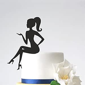 Cake Topper for Birthday Cake, Sitting Women Cake, Silhouette Cake Topper, Girls Cake, Pack of 2