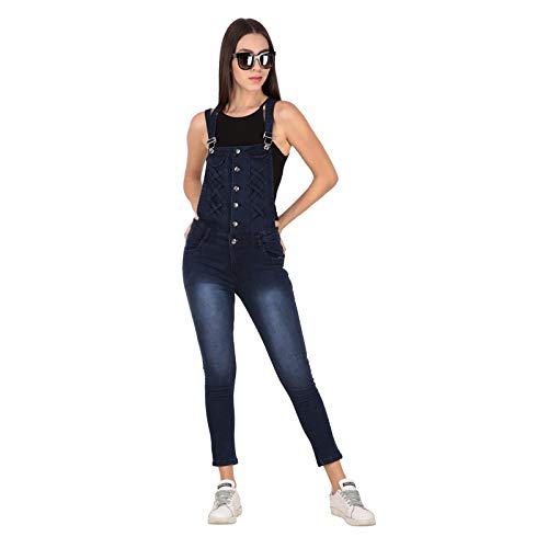 Resbo Women's Slim Fit Dungarees (1349, Blue, 30)