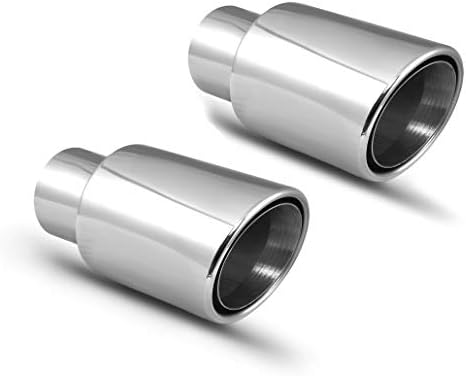 Pack of 2 Double Wall Exhaust tip - 2.25" ID x 3.5" OD x 6.25"L - Weld On Muffler Tail Pipe Stainless Steel to give Chrome Effect