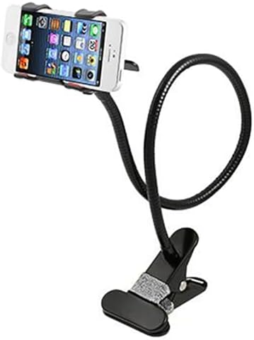 AFUNTA Universal 360 degree Rotation Flexible Long Arms Mobile Phone Holder, Gooseneck Clamp Holder Bracket Stand for iPhone4 / 5 / 5S /6, Samsung Galaxy S3 S4 S5, Note2 / Note3, Android and All Mobiles and Cameras Wide Less than 95mm, Lazy beside Bed, Car, Bedroom, Kitchen, Office, Bathroom (White)