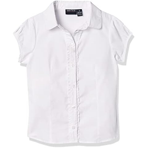 Nautica Girls' Button Up School Uniform Blouse Cover