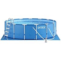 Intex 28241EH 15 Foot x 48 Inch Metal Frame Outdoor Above Ground Swimming Pool with Filter Pump 