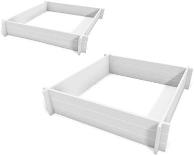 New England Hudson Raised Garden Beds, 4'L x 4'W, Set of 2 White