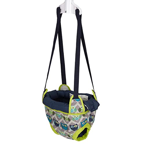 Evenflo Exersaucer Johnny Jumper Featuring Easy-to-Use Clamp Attachment for Quick and Tool-Free Set Up and Adjustable Straps to Customize the Height for Your Child, Owl