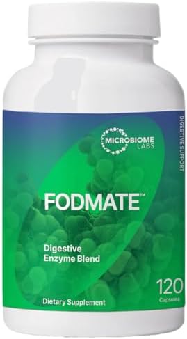 Microbiome Labs FODMATE Digestive Enzymes for Women & Men - Digestive Support for Low FODMAP Protocols & Occasional Bloating, Gas & Stomach Relief (120 Capsules)