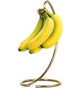 Banana Holder Modern Banana Hanger Tree Stand Hook for Kitchen Countertop, Brushed Brass Banana S...