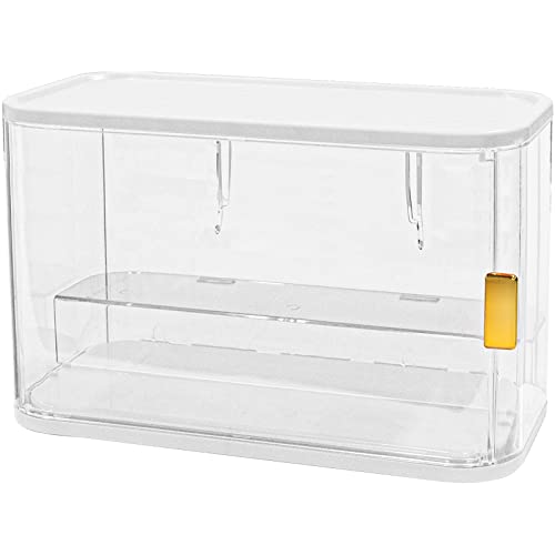 dust proof display cabinet - CANITORON Clear Display Case for Pop Figures, Dust Proof Display Stand for Collectibles, Decoration Organizer with 2 Tier Display Risers, Showcase for Action Figures Doll Toy -White